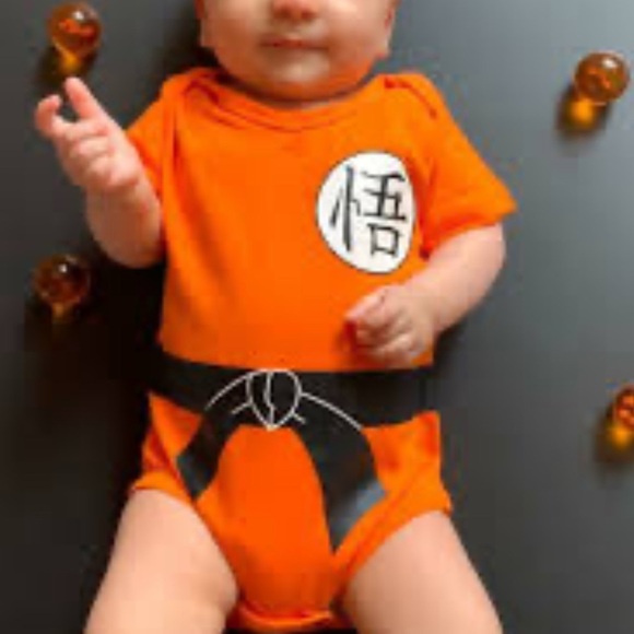Orange Baby Bodysuit with Black Belt Design - Picture 1 of 3